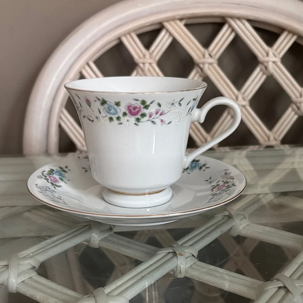 Vintage Tangshan Floral Teacup & Saucer Set